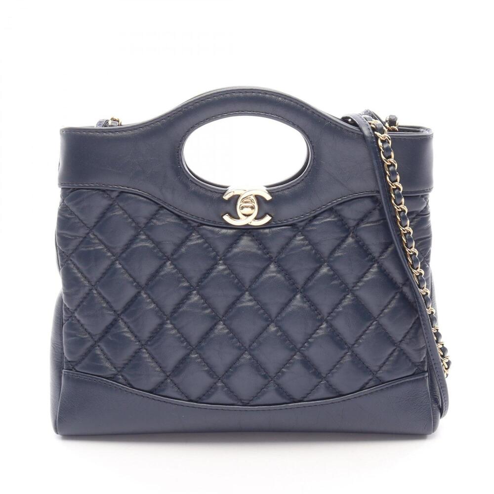 Chanel 31 2-Way Shoulder Bag/Handbag, Leather, Women's, Navy, AS4133